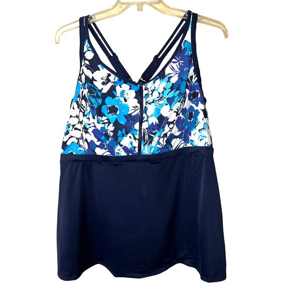 Swimsuits for All Tankini Top Women 46D Built In Bra Underwire Swim Dress Floral - Picture 1 of 9